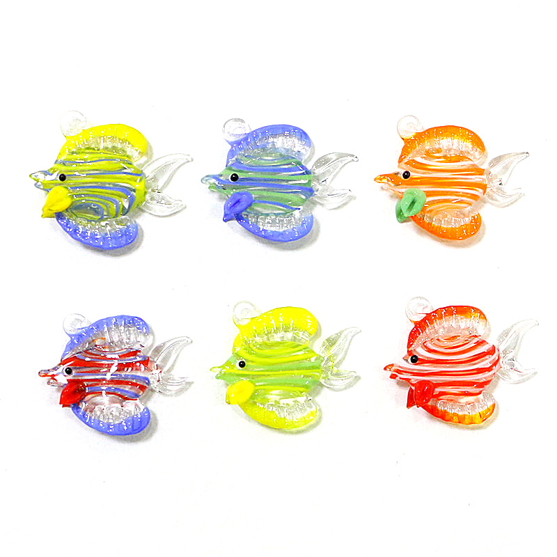 Aquarium Marine Fishes - 2 ชิ้นทำด้วยมือปลาเขตร้อนขนาดเล็กรูปปั้นแก้วจี้พิพิธภัณฑ์สัตว์น้ำตกแต่งสัตว์ทะเลน่ารักรูปปั้นเล็ก ๆ เครื่องประดับแฟชั่น Diy เครื่องประดับผู้หญิงทำอุปกรณ์เสริม