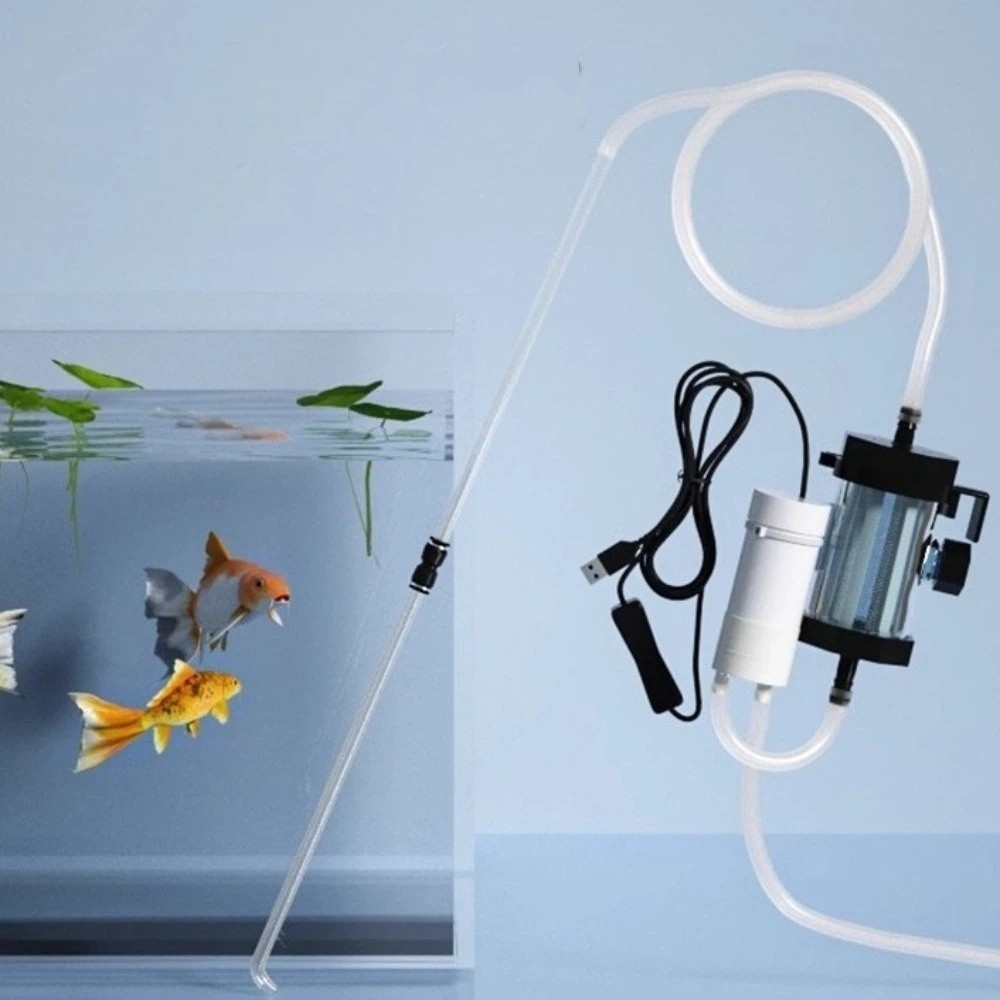 Marine Aquarium Vacuum - เครื่องเปลี่ยนน้ำตู้ปลาแบบใช้พลังงาน USB 280GPH เสียงเบา ปั๊มดูดของเสียในตู้ปลา ถอดประกอบได้