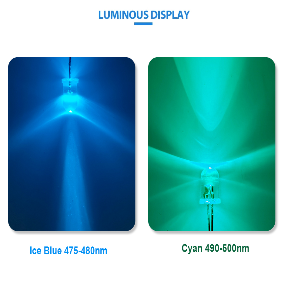 5mm 2pin Cyan Ice Blue 480nm 4 - Actinic Blue Led บทวิจารณ์และราคา