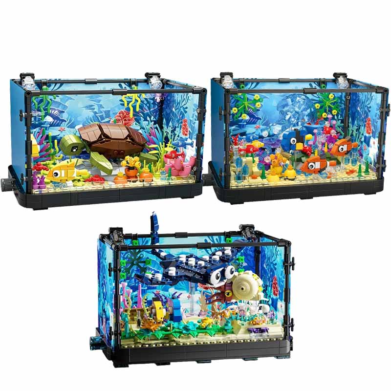 ชุดบล็อกตัวต่อตู้ปลาพร้อมไฟ，ตู - Aquarium Marine Fishes บทวิจารณ์และราคา