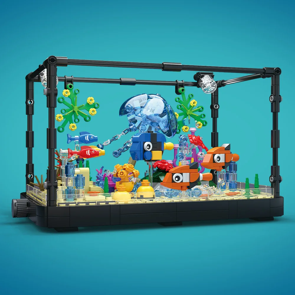 ชุดบล็อกตัวต่อตู้ปลาพร้อมไฟ，ตู - Aquarium Marine Fishes บทวิจารณ์และราคา