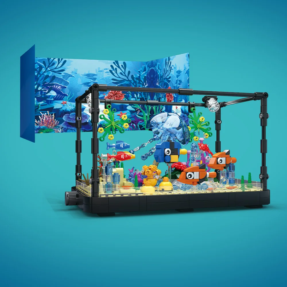 ชุดบล็อกตัวต่อตู้ปลาพร้อมไฟ，ตู - Aquarium Marine Fishes บทวิจารณ์และราคา