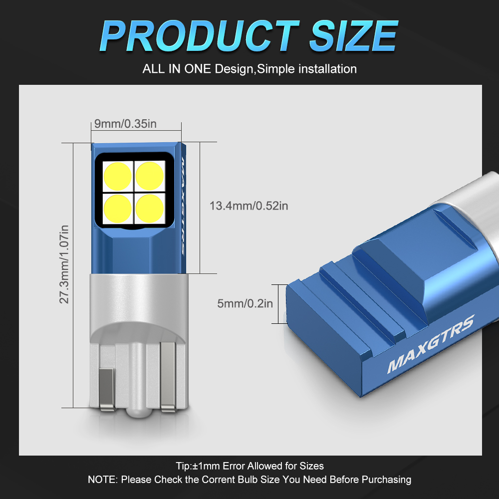 หลอดไฟ LED T10 2 ชิ้น W5W 168  - Actinic Blue Led บทวิจารณ์และราคา