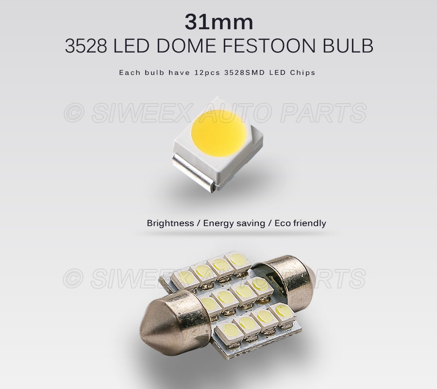 31 มม.3528 1210 SMD 12 LED รถ  - Actinic Blue Led บทวิจารณ์และราคา
