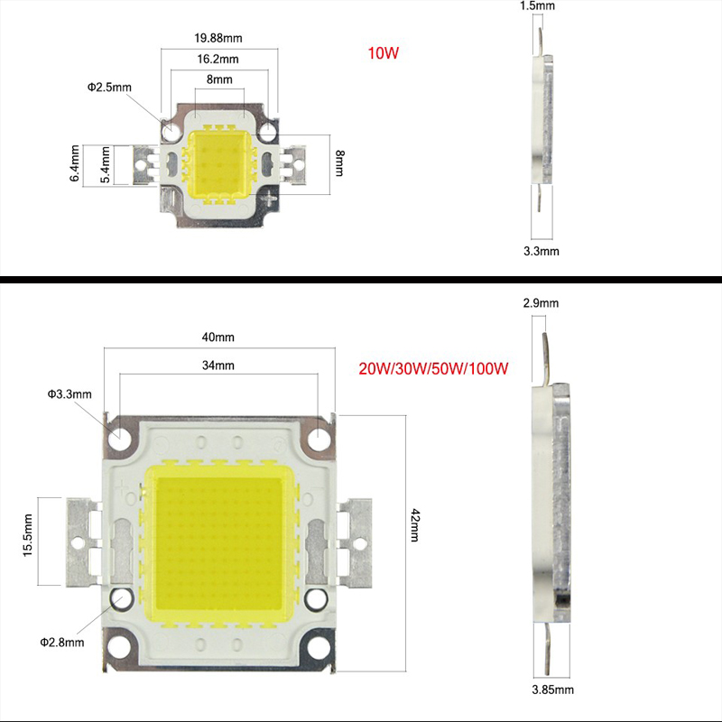 ชิป LED COB กำลังสูง 10W-100W  - Actinic Blue Led บทวิจารณ์และราคา