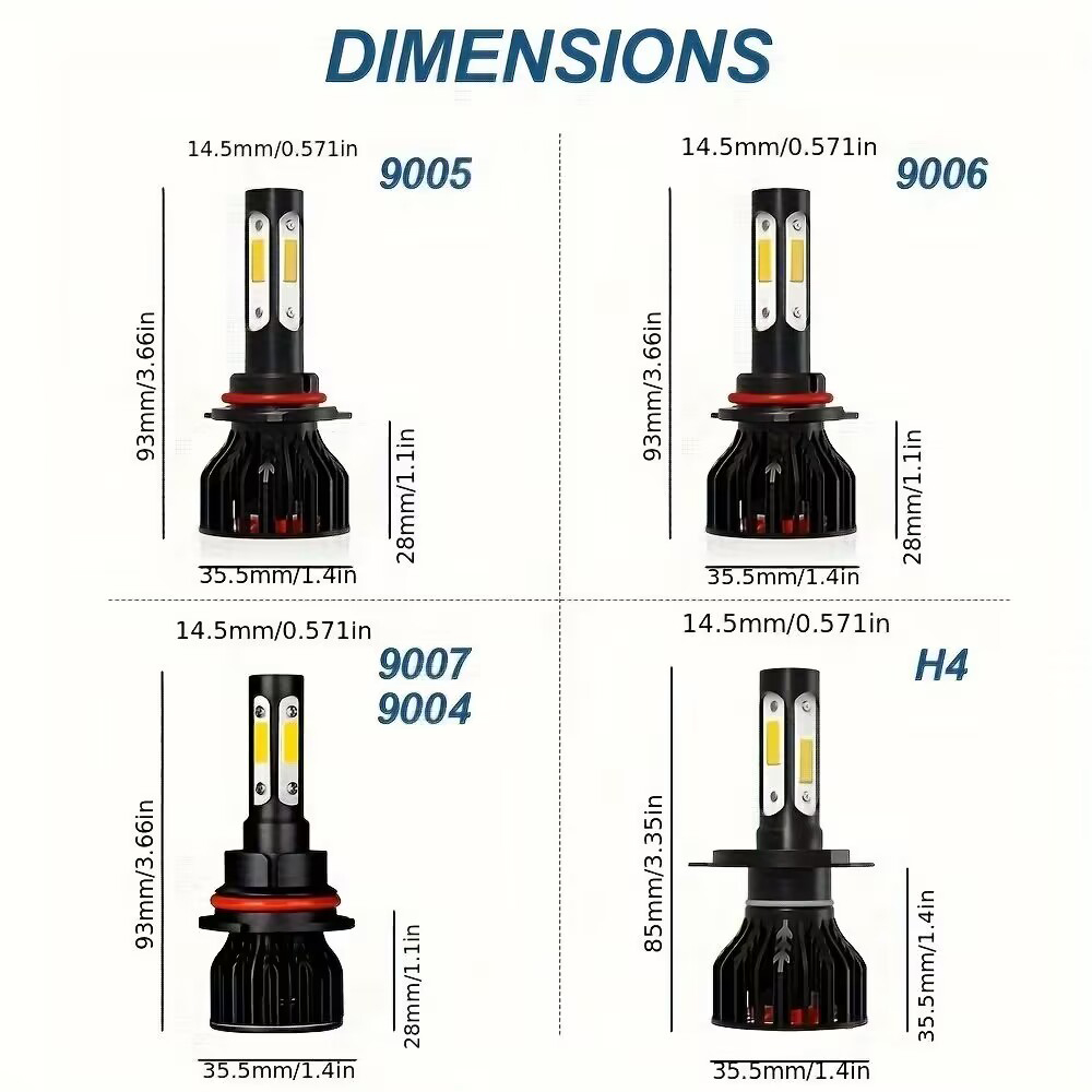 2pcs ใหม่ 4 ด้าน 9005/HB3 9006 - Actinic Blue Led บทวิจารณ์และราคา